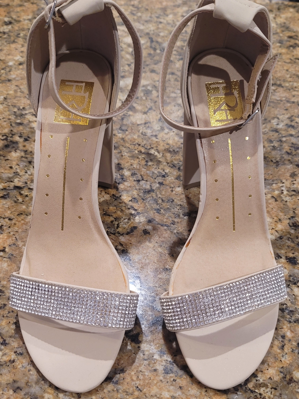 Beige suede heels